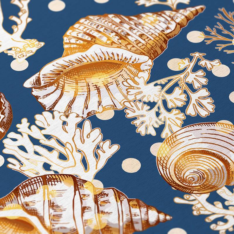 Indoor/ Outdoor Surfside Coral Shells Washable Rug New