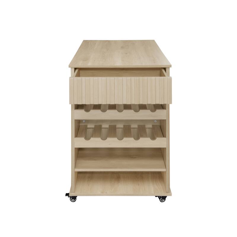 Kitchen Island Cart Serving Trolley Wine Rack Credenza Tableware Cabinet