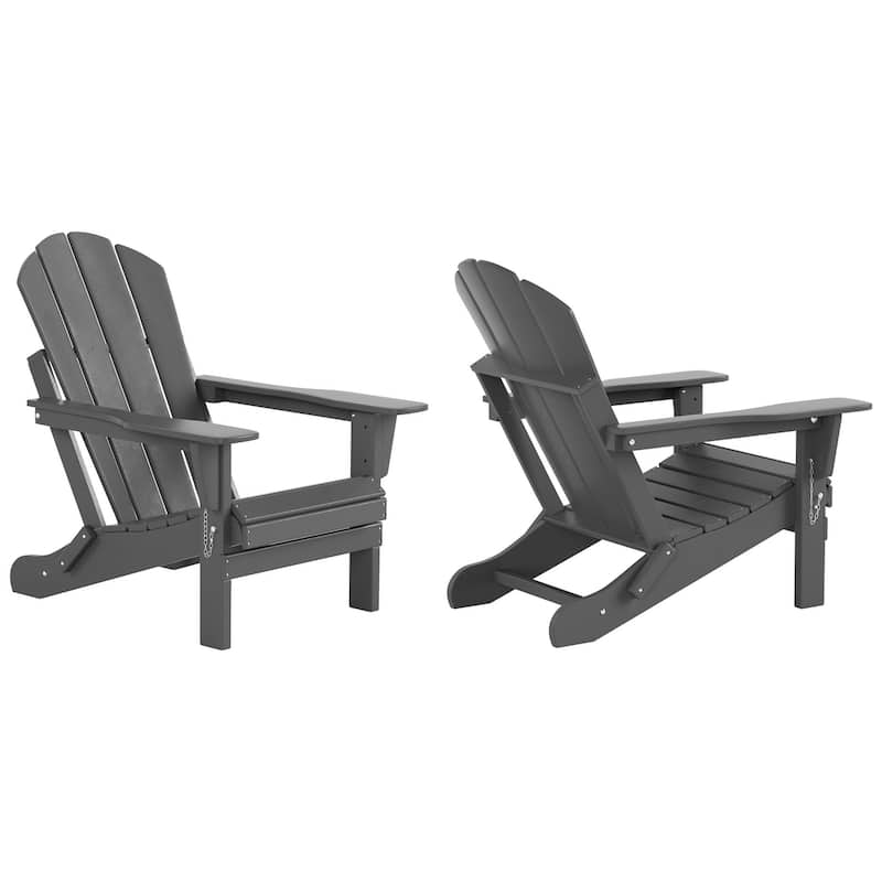 Laguna Hdpe All Weather Outdoor Patio Foldable Adirondack Chairs Conversation Set (3-Piece Set)