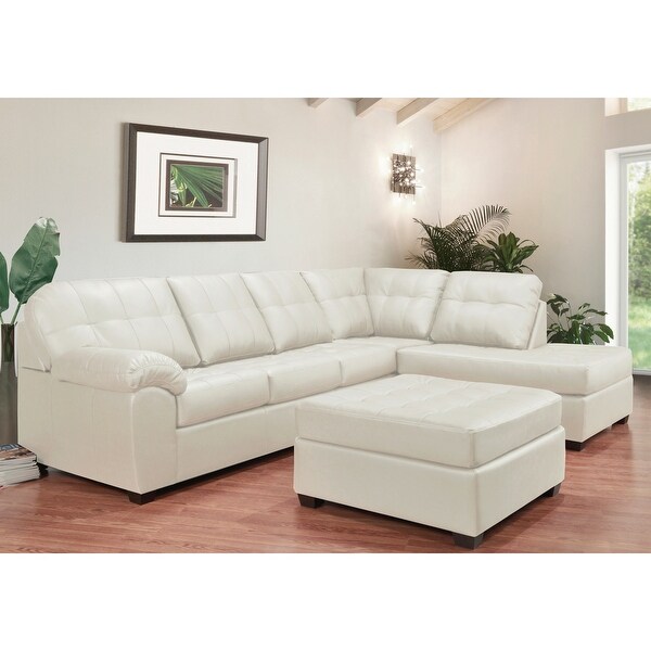 Emerson top grain leather tufted sectional sofa and ottoman discount