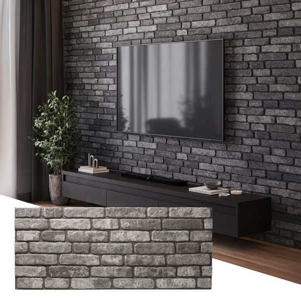 slide 2 of 9, 0.79 in. x 19.69 in. x 47.24 in. UltraLight Faux Brick HD Printed Jointless Common Plank (4-Pack) Anthracite
