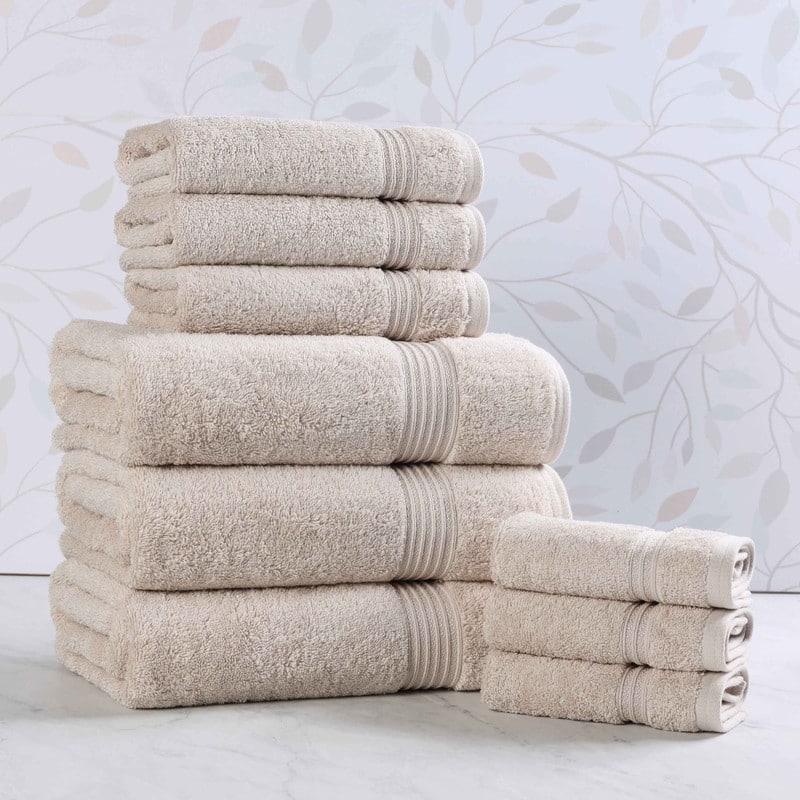 Superior Heritage Egyptian Cotton Absorbent 9-Piece Towel Set - Stone