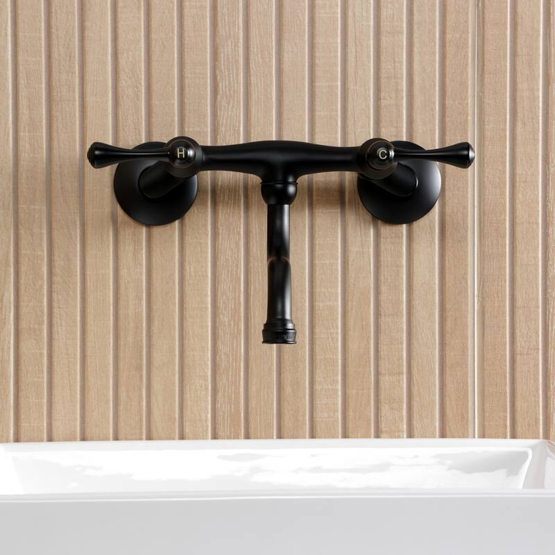 Kingston Brass Kingston Two-Handle 2-Hole Wall Mount Bathroom Faucet