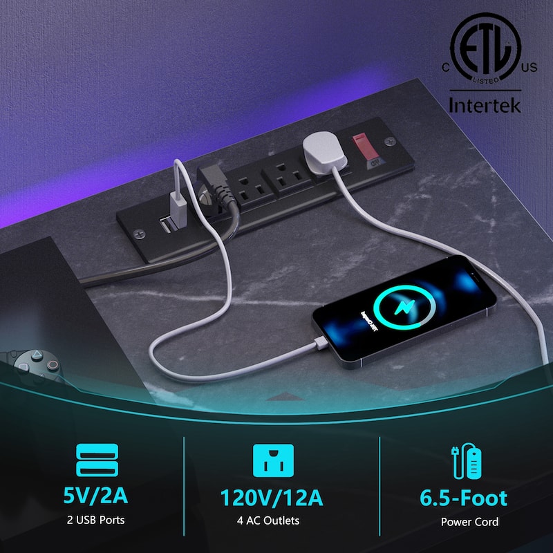 55" LED TV Stand for 60 inch TV with Power Outlet-Entertainment Center - 55 inches