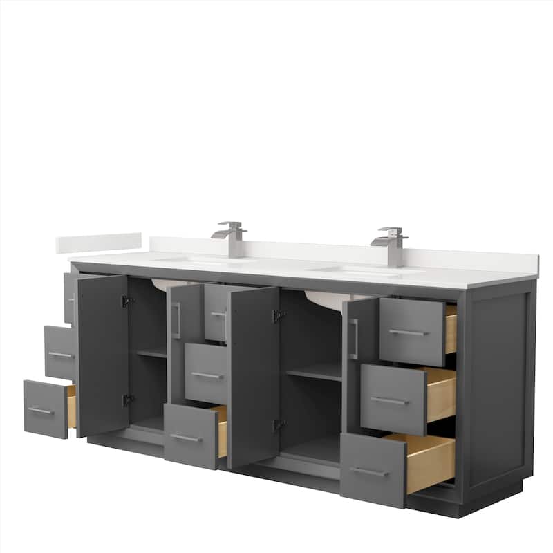 Strada 84-inch Double Vanity, Quartz Top