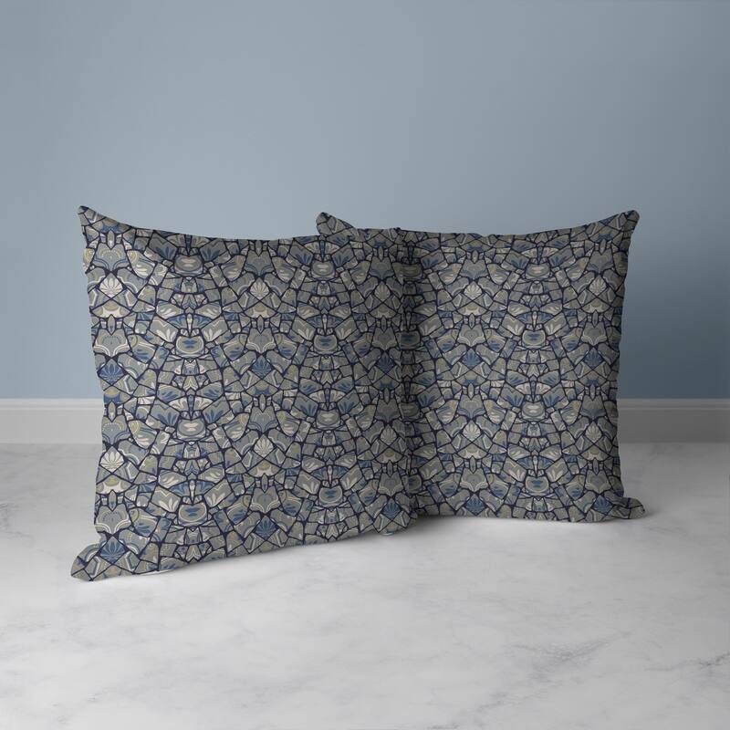 Wildflower Lagoon Faux Suede Reversible Throw Pillow Gray and Blue