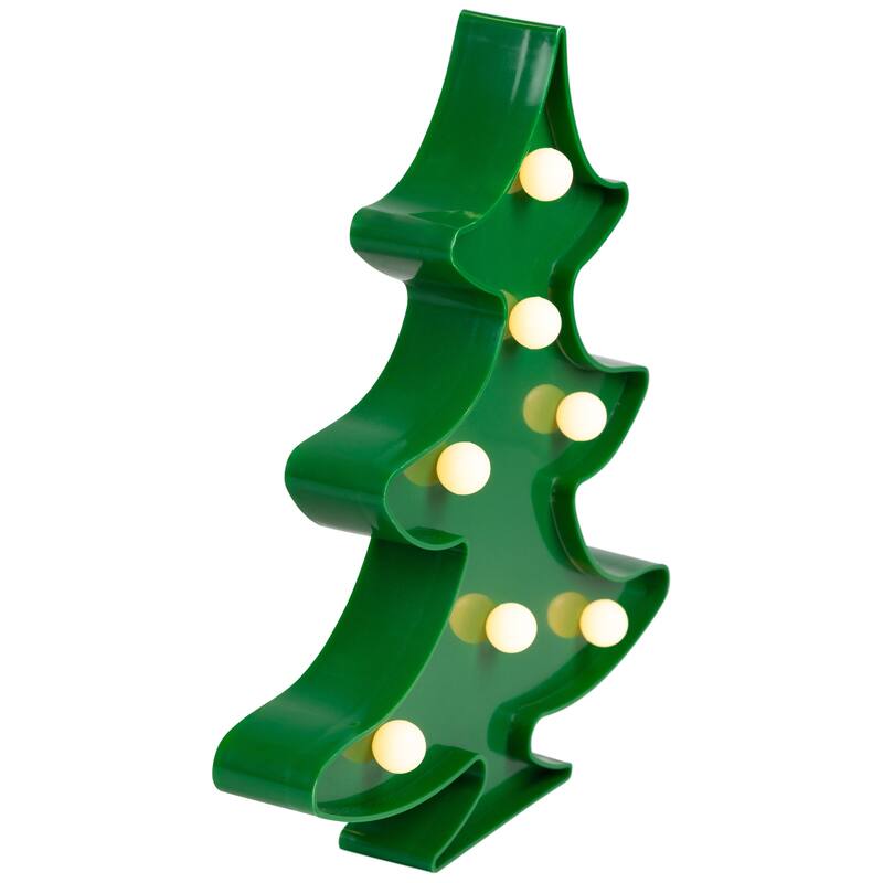 LED Lighted Christmas Tree Marquee Wall Art - 8.75" - Green