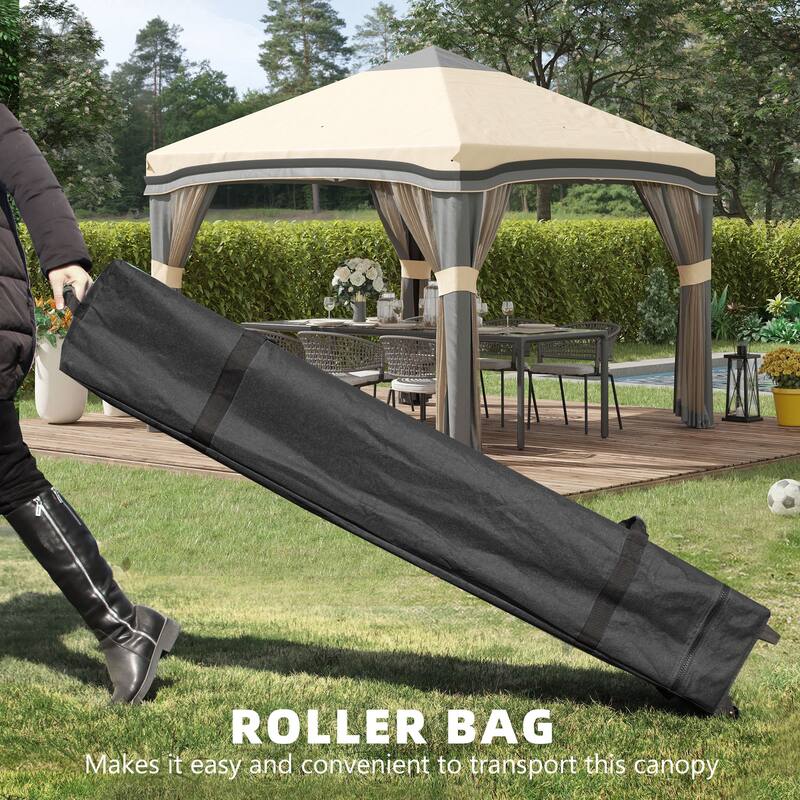 10'x10' Instant Pop-Up Canopy Tent with Netting, Adjustable Height, Wheeled Bag & Sand Bags for Outdoor Use