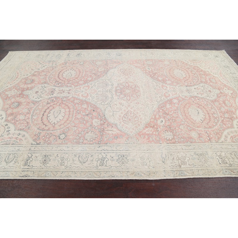 Vintage Muted Traditional Tabriz Persian Area Rug Wool Hand-knotted - 6'4" x 10'5"