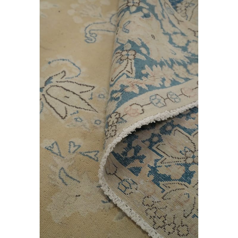 Hand Knotted Oriental 100% Wool Carpet Traditional Floral Beige & Ivories Kerman Area Rug - 10' 0'' X 6' 6''