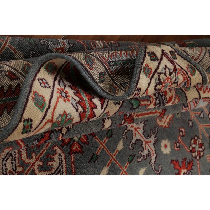 Gray Geometric Oushak Oriental Area Rug Handmade Wool Carpet - 7'9"x 9'11"