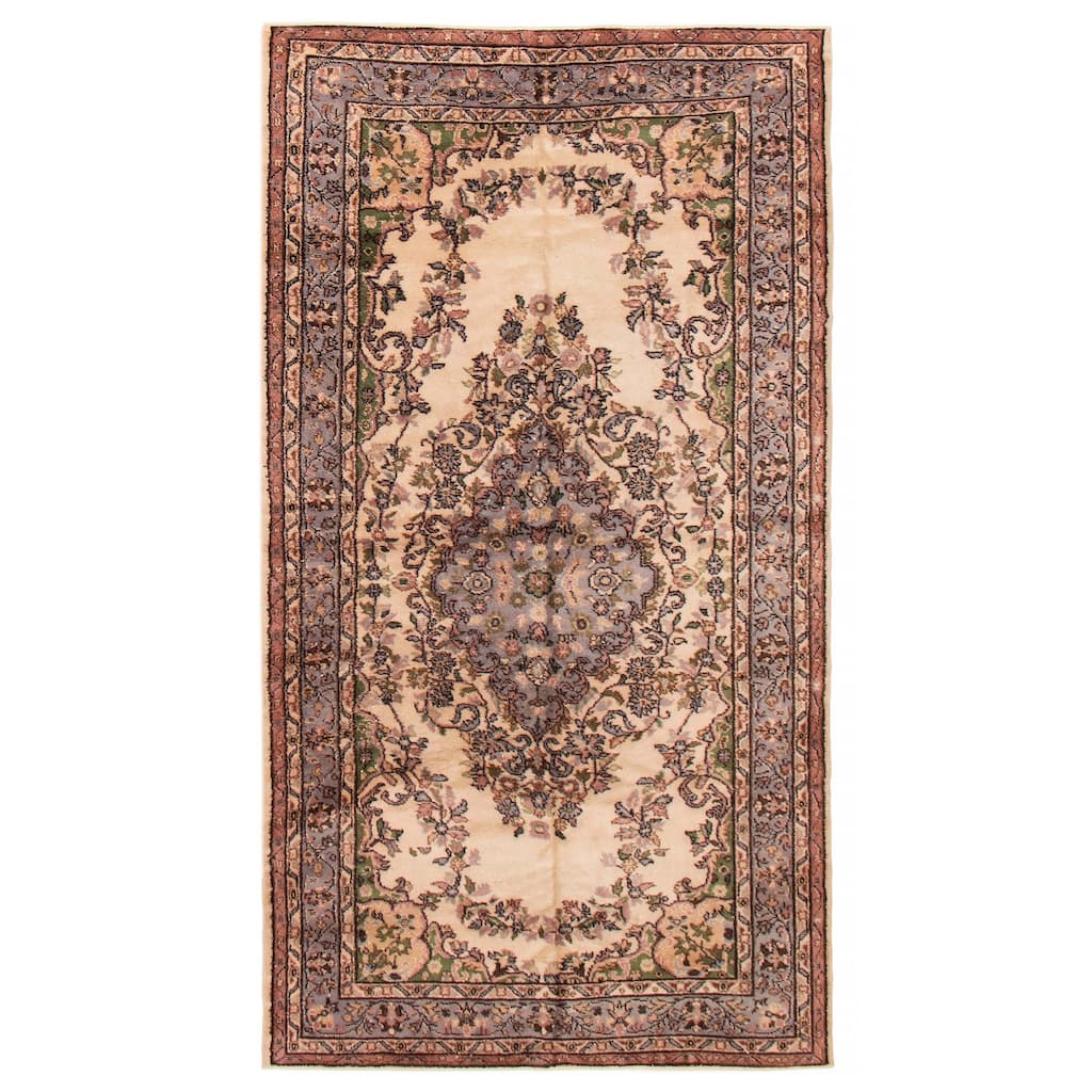 ECARPETGALLERY Hand-knotted Melis Vintage Cream Wool Rug - 5'3 x 9'4