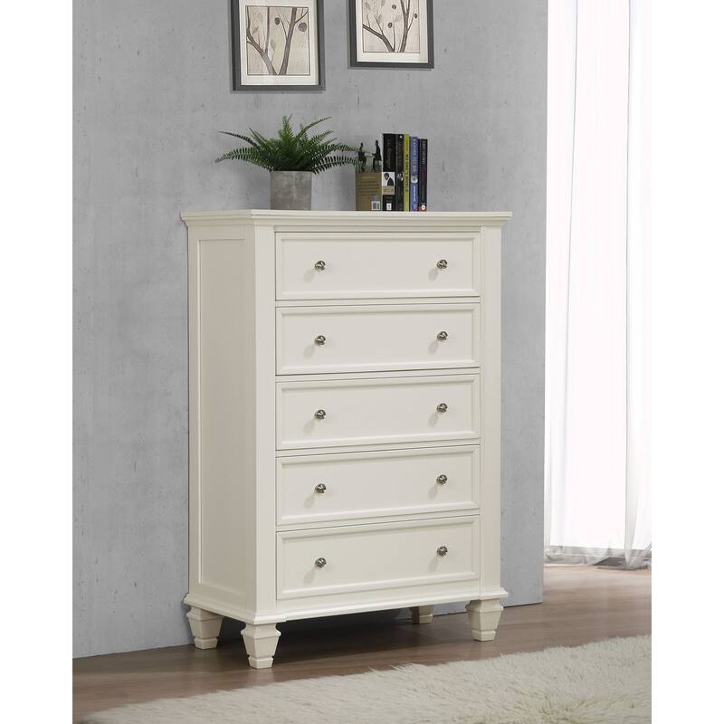 Sandy Beach Coastal Wood 5-drawer Bedroom Chest