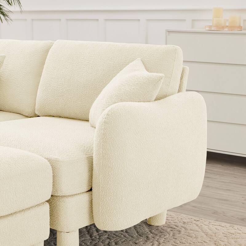 2-seater Loveseat Sofa Couch With Distinctive Shell-shaped Armrests And Removable Ottoman