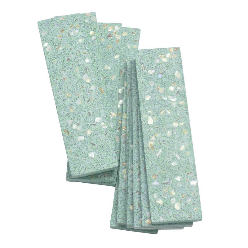 Amalfi 3x12 in. Glossy Shell, Terrazzo Elongated Subway Wall and Floor Tile (5 sq ft/case, 20-Pack)