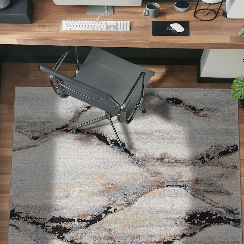 Transitional Horizon Area Rug for Living Room, Bedroom, or Entryway - Family Friendly and Easy to Maintain - 4' x 6'