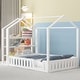 preview thumbnail 2 of 7, Modern Wood House Bed, with Fence and Detachable and Movable Storage Shelves