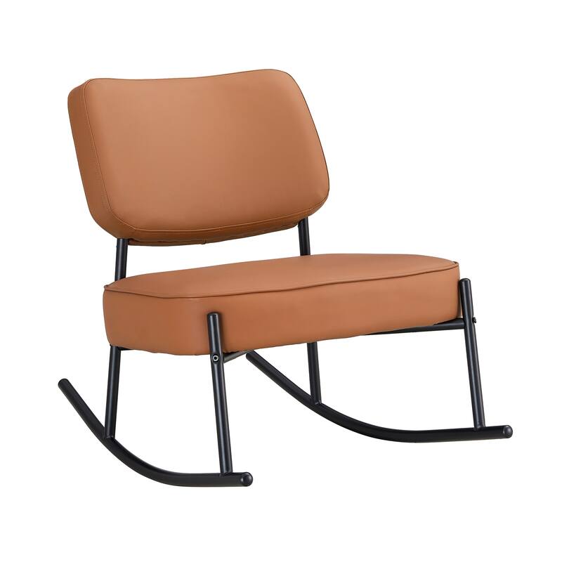 PU/Teddy suede material cushioned rocking chair with metal legs