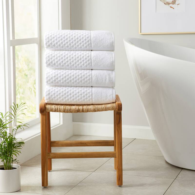 Linery & Co. Cotton Diamond Waffle Texture Bath Towels