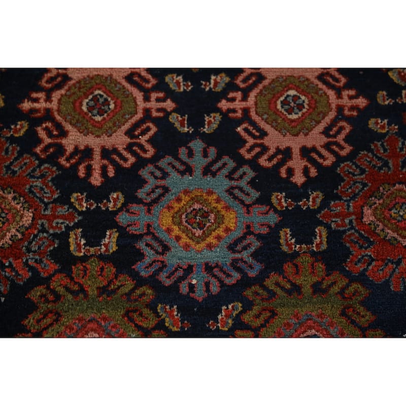 Malayer Minakhani Persian Vintage Runner Rug Handmade Wool Carpet - 3'4" x 16'7"
