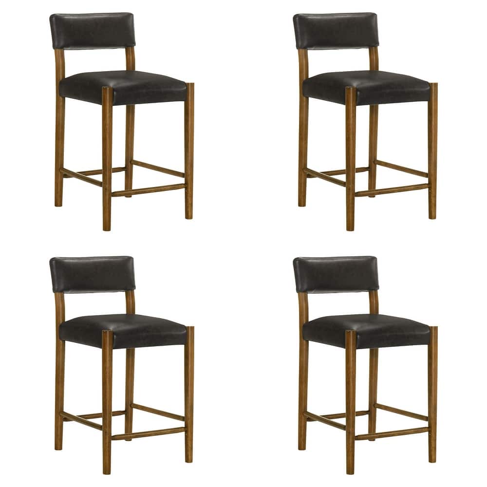 Bennet Faux Leather Upholstered Counter Stool with Solid Wood Legs Set of 2/4/6