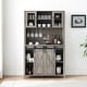 preview thumbnail 2 of 5, 42.5-inch Farmhouse Wine Cabinet with Sliding Barn Door - 15.7"D x 42.5"W x 69.6"H