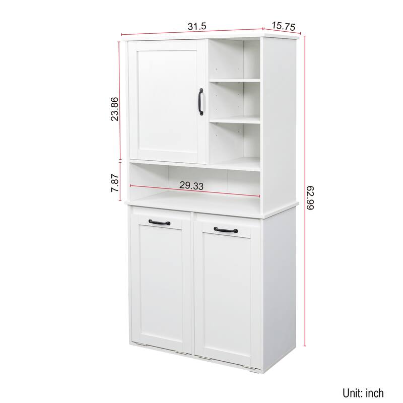 Roomfitters Laundry Cabinet with Doors and Tilt-Out Hampers, Adjustable Shelves and Multiple Storage Compartments, White