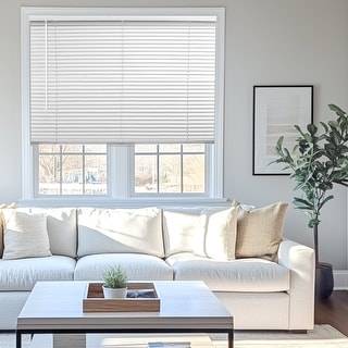 Chicology Light Filtering Cordless Vinyl Mini Window Blinds - 1" Slats - White 48" Height Sizes