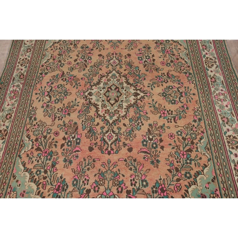 Floral Medallion Hamedan Persian Area Rug Handmade Wool Carpet - 6'8"x 9'8"