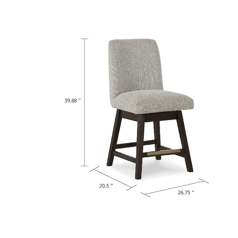 Haus Swivel Counter Height Chair Set of 2, Beige Foam Seats, Dark Brown