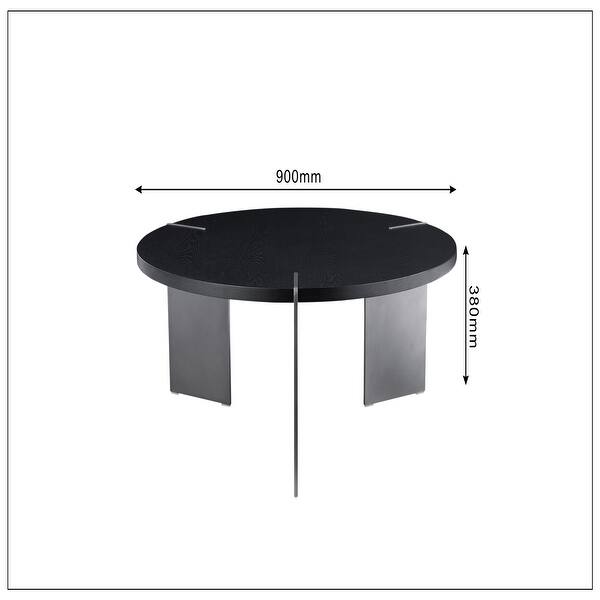 Round Coffee Table Black Oak Wood Surface and Black Metel Feet - Bed ...