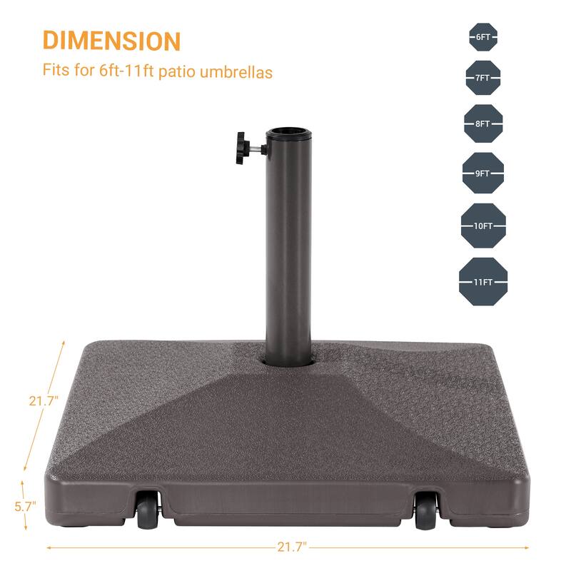 LIVOOSUN 57-90LBS HDPE Plastic Patio Market Umbrella Base