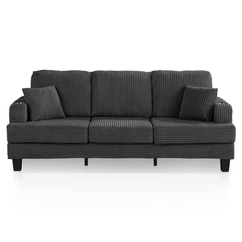 DH BASIC Modern Chenille Sofa with Cup Holders and USB Ports by Denhour