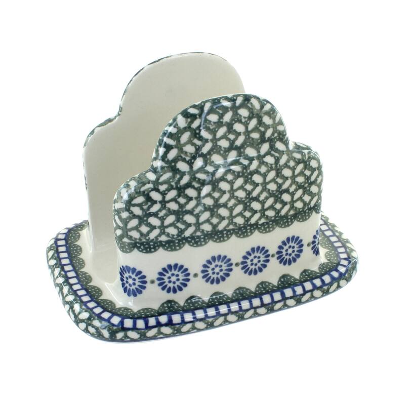 Blue Rose Polish Pottery 487 Ceramika Artystyczna Napkin Holder - Maia