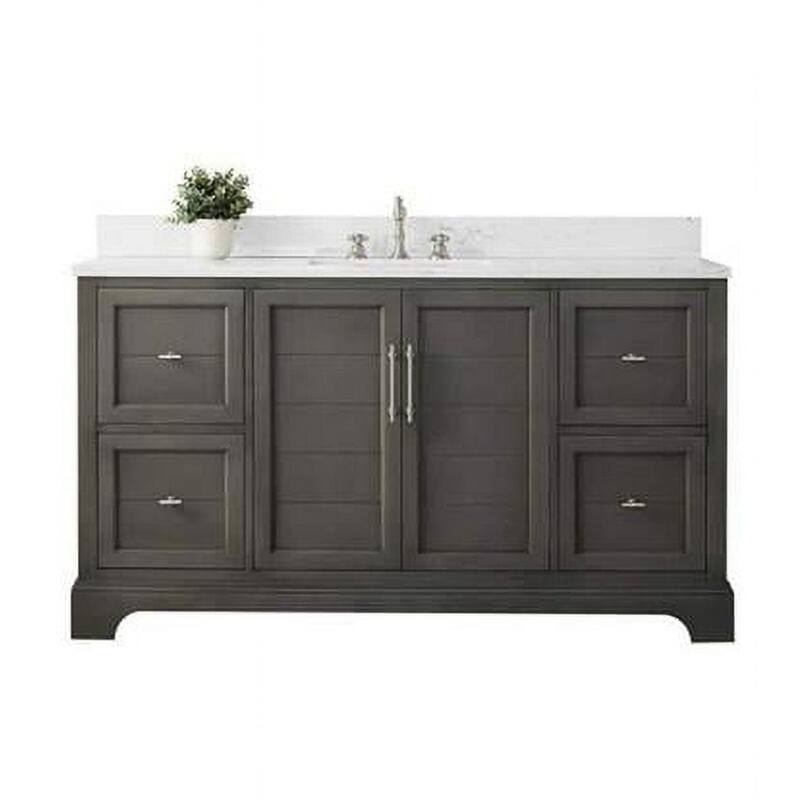 Vanity Art 60" Single Sink Bathroom Vanity with Top & Backsplash - Grey