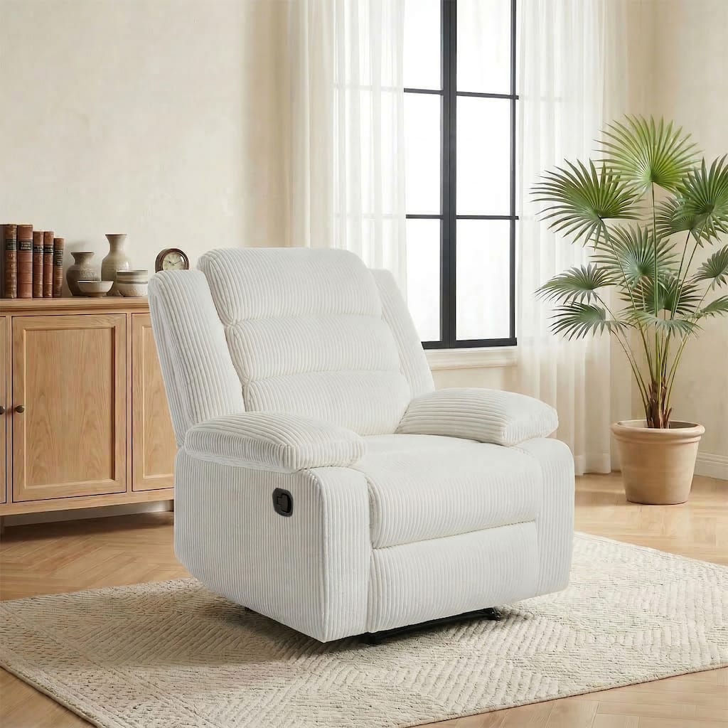 Manual 3-Position Plush Overstuffed Recliner Chair with Footrest