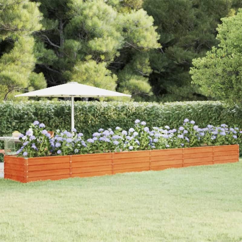 vidaXL Garden Raised Bed Outdoor Patio Backyard Planter Rusty Corten Steel - 236.2 x 31.5 x 17.7 - Brown