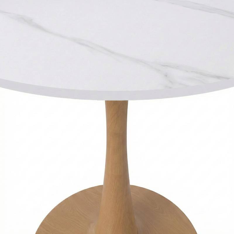 Bristol Modern 31" Round Sintered Stone Dining Table with Pedestal Base - Minimalist Scratch-Resistant Kitchen Table