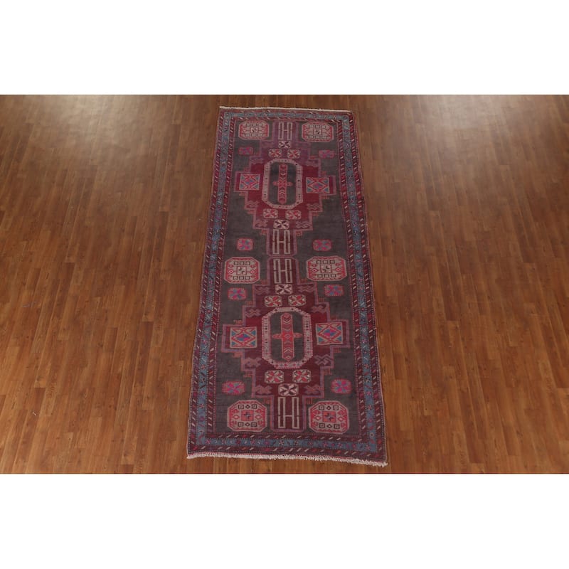 Over-Dyed Meshkin Persian Vintage Runner Rug Hand-Knotted Wool Carpet - 4'3" x 10'5"