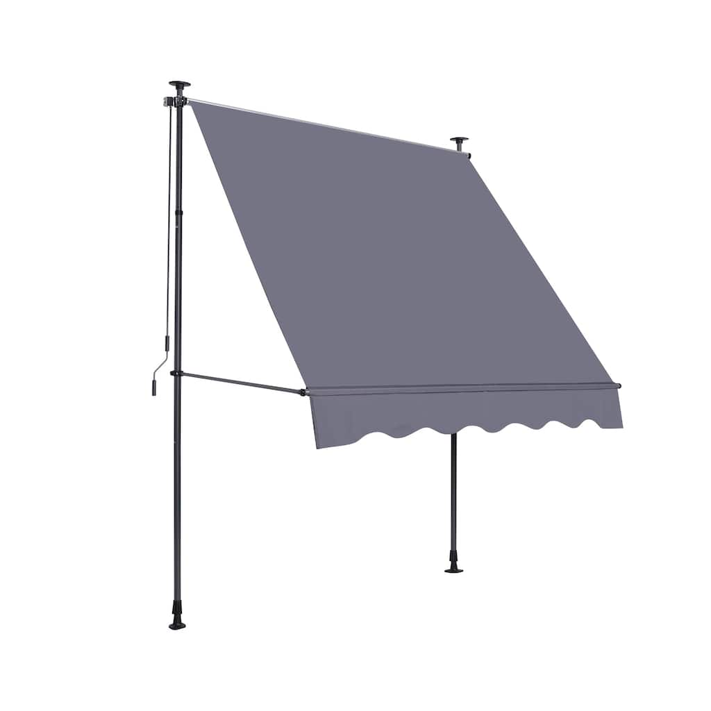 Manual Retractable Awning-118'' Sun Shade Cover with UV Protection - Polyester Made