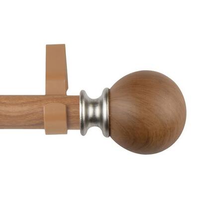 Hermosa Home Elora 1 Inch Faux Wood Curtain Rod 120-170" - Chestnut