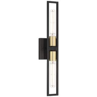 Access Lighting Tyne 2 Light LED Wall Sconce - Black with Antique Brushed Brass