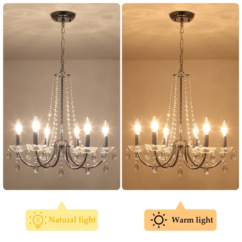 6-Light Classic Chandelier with Crystal Accents for Kitchen Study
