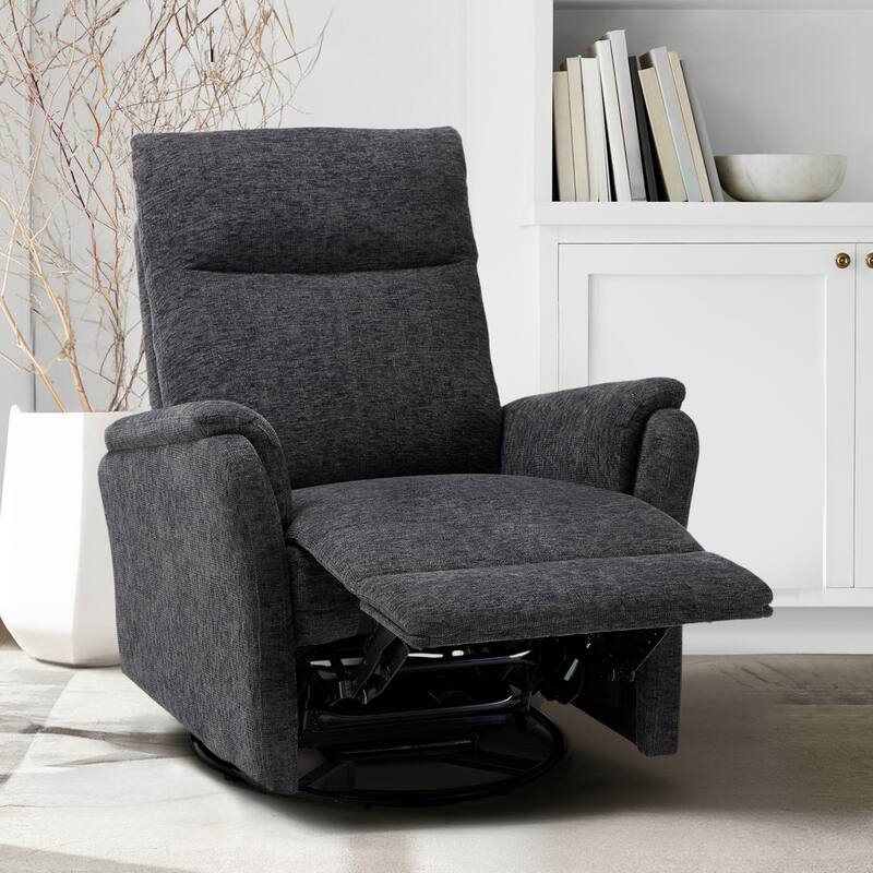 Fabric Recliner Sofa Chair - Swivel Rocking with XL Footrest - Single Seat for Living Room
