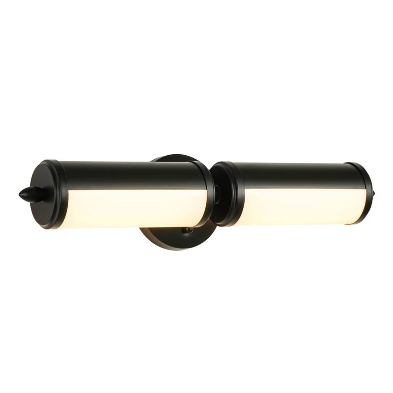 20.2in. 2-Light Modern Brass Cylinder LED Bathroom Wall Sconce with Acrylic Shade