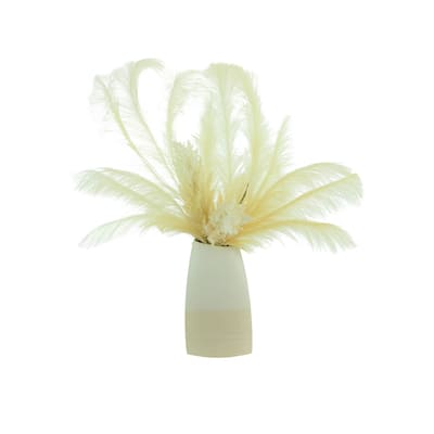 Pampas and Plume Arrangement in a Ceramic Vase - Cream, Beige