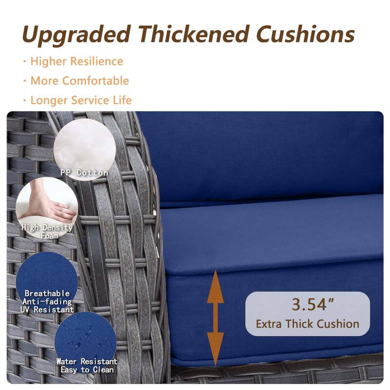 3 Piece High Back Outdoor Wicker Patio Conversation Swivel Chairs Set