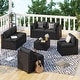 preview thumbnail 176 of 179, AOXUN Fire Pit Conversation Set Rattan Sofa Set Outdoor Furniture With Cushions Black-Black - 7-Piece
