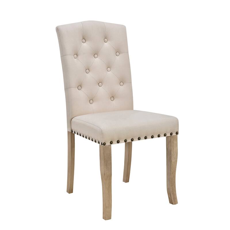 Home Party Dining Table and Chair Sets Rectangular Dining Table and Chair Sets with Nailhead Button Tufting Chairs for Kitchen
