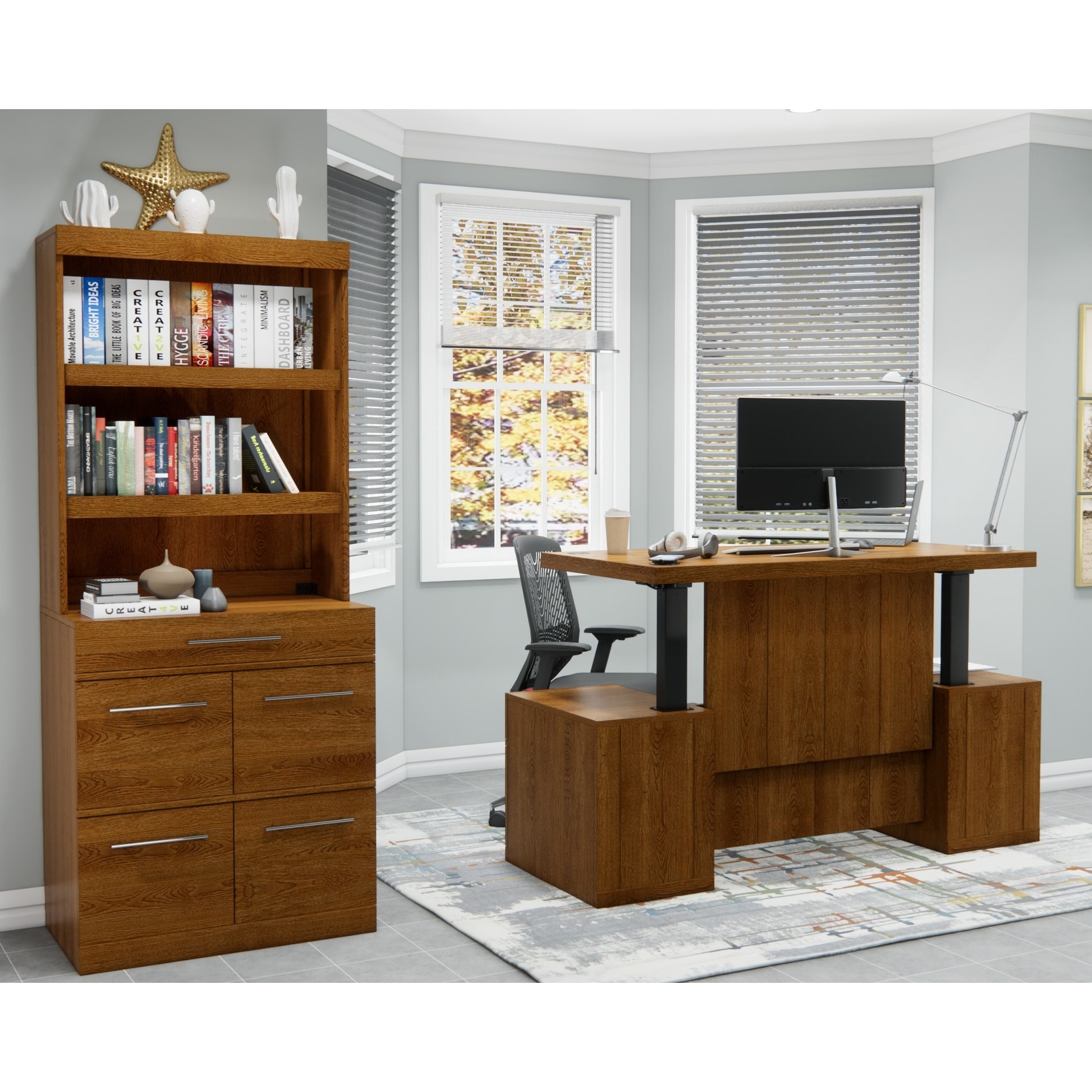 Standing desk with sales file cabinet